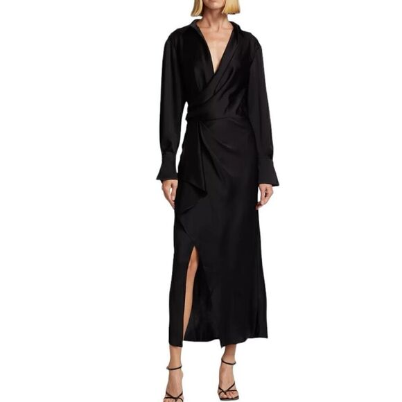 Simkhai Talita Black Draped Front Maxi Dress Size 10 - Picture 2 of 12